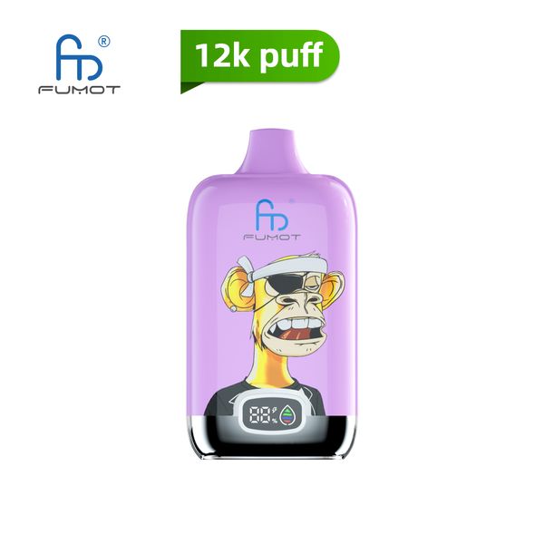 Sigaretta RandM E Scatola digitale originale Fumot 12000 puff Vape monouso con pod preriempito da 20 ml Grande capacità di vapore 850 mAh Batteria ricaricabile 0/2/3/5%