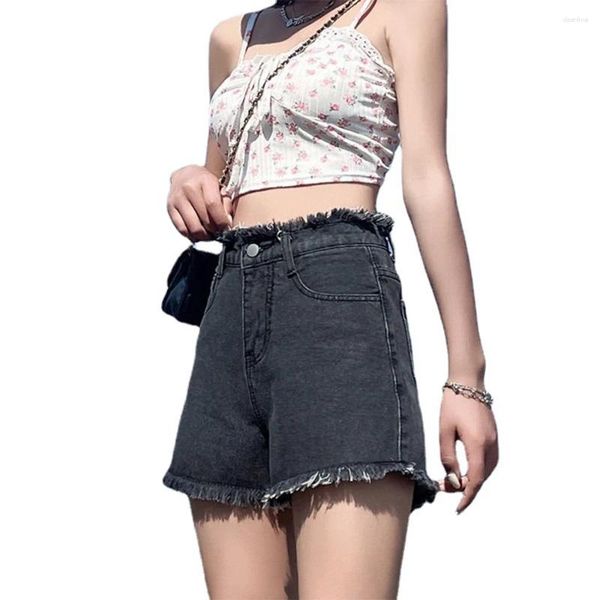 Jeans jeans shorts jeans donne pantaloni in alto in vita coreano vestiti streetwear donna nera estate 2023 moda