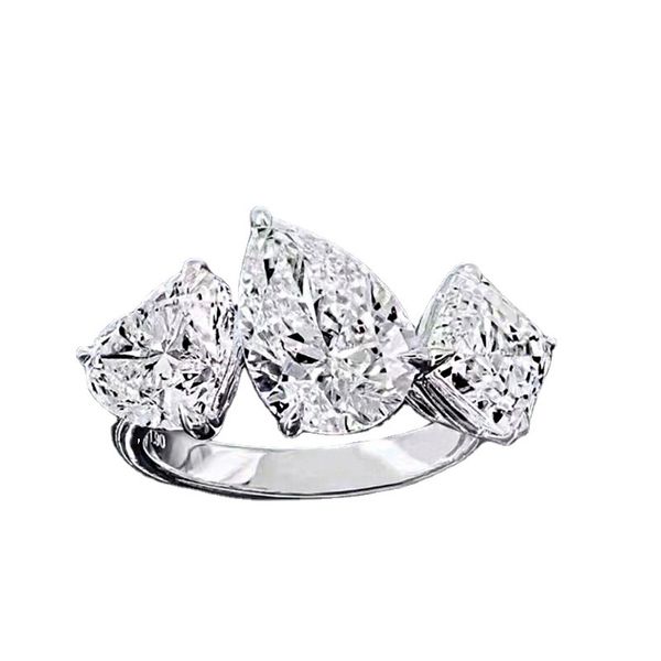 Drei-Stein-Moissanit-Diamantring aus 100 % echtem 925er-Sterlingsilber, Party-Hochzeitsbandringe für Damen und Herren, Verlobungsschmuck, Geschenk