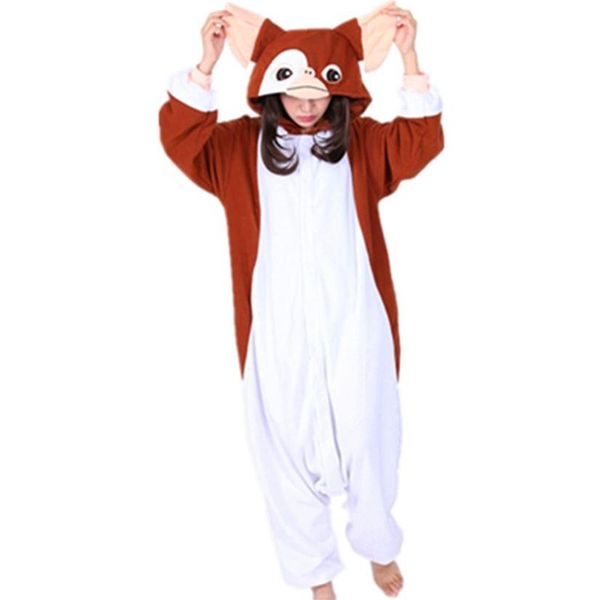 2018 Yeni Kawaii Kahverengi Gremlinler Gizmo Cosplay Costume Onesies Cadılar Bayramı Karnaval Partisi Noel Yetişkin Monkey Onesie Tulum Üstleri 2588