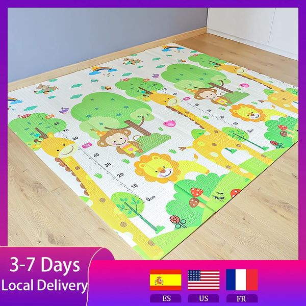 Tapetes de bebê Playmats 200x180cm Dobrável Cartoon Baby Play Mat XPE Puzzle Crianças Mat Baby Climbing Pad Kids Rug Baby Games Mats Children Room Toys 231108