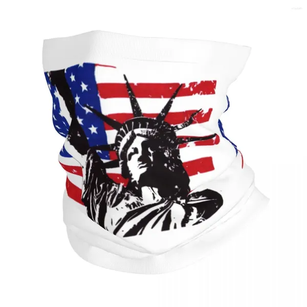 Lenços estátua de bandana pescoço capa impressa bandeira americana lenço mágico multifuncional headwear equitação para homens mulheres adultos