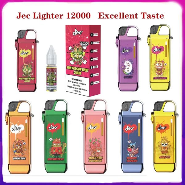 100 % Original Jec Feuerzeug 12000 12k Puff Einweg-Bar-E-Zigaretten-Dampfgerät 550-mAh-Akku 20 ml vorgefüllte Kapazität im Vergleich zu Bang Randm Vapme elfworld-Gerät EU UK AU