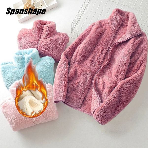 Giacca da donna in pelliccia sintetica foderata in pile foderato in sherpa manica lunga zip intera morbida felpa calda calore esterno addensare vestiti di peluche ouc1233 231108