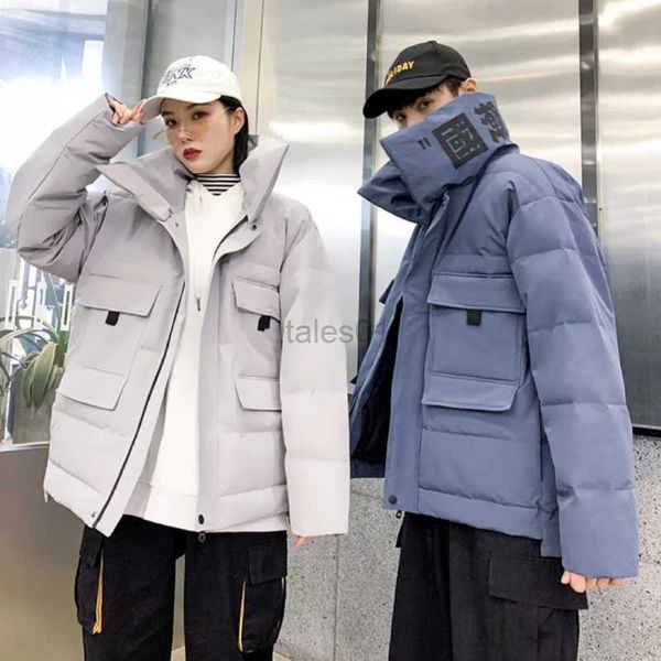 Erkek Ceketler 2023 Yeni Erkekler Down Palto Kısa Kış Ceket Kadın Çift Hong Kong Modeli Kore Giyim