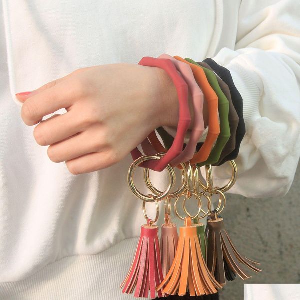 Party Favor Sile Armreif Schlüsselanhänger Handgelenk Schlüsselanhänger Männer Frauen Gummibänder Gym Sport Flexible Rhombus Ringe Schmuck Schlüsselanhänger Armbänder Dro Dh9Yn