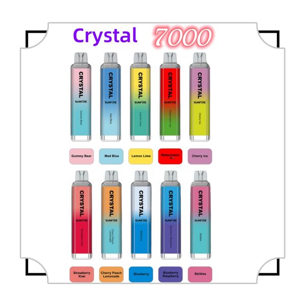 TOP_STORE 2023 China Factory Original Crystal E Kit de cigarro Tornado 7000 Puffs Disponível e-cigarros e-cigarros vape rgb malha de luz leve magia 10 sabores 0/2/3/5% Get Vaporizer