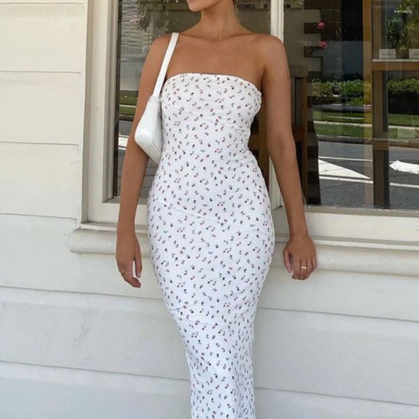 Sıradan Elbiseler Yaz Kadın Tüpü Bodycon Elbise Partisi Kulüp Giysesi Omuzdan Kapalı Kılıf Strapless Sırtsız Uzun Vestidos Plajı