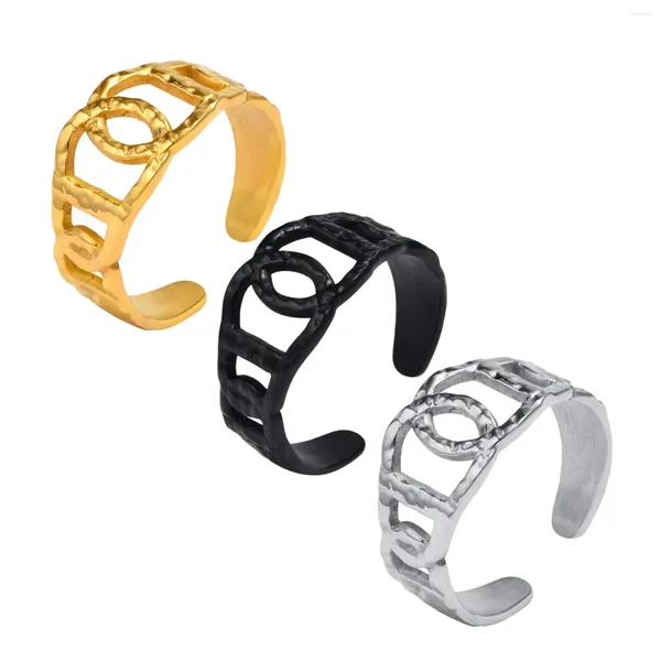 Cluster Ringe Vintage Kubanische Kette Link Für Frauen Gold/Schwarz/Silber Farbe Edelstahl Paar Ring Finger Punk schmuck Party Geschenk