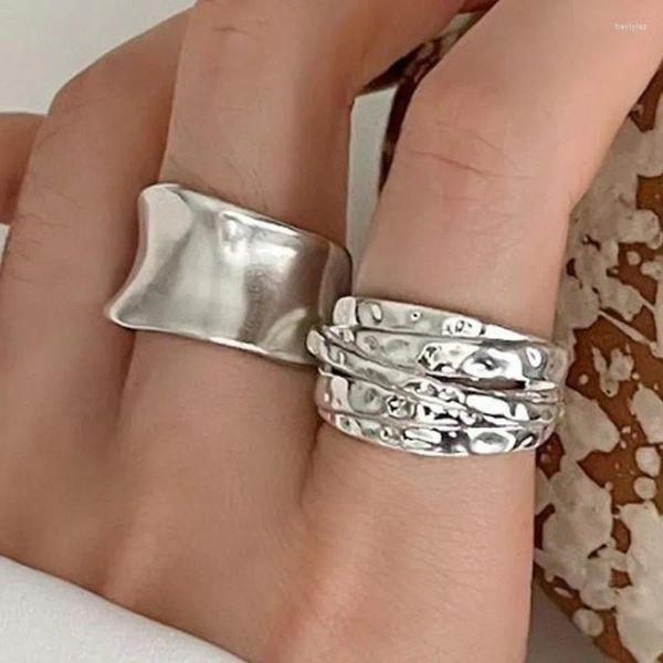 Cluster Ringe BF Club 925 Sterling Silber Ring für Frauen Schmuck breit einfach offen Vintage handgemachte Allergie Party Geburtstagsgeschenk