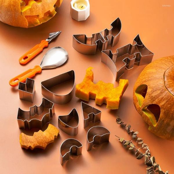 Ferramentas de cozimento durável abóbora escultura halloween kit cortador aço inoxidável para crianças adultos diy estênceis gravura