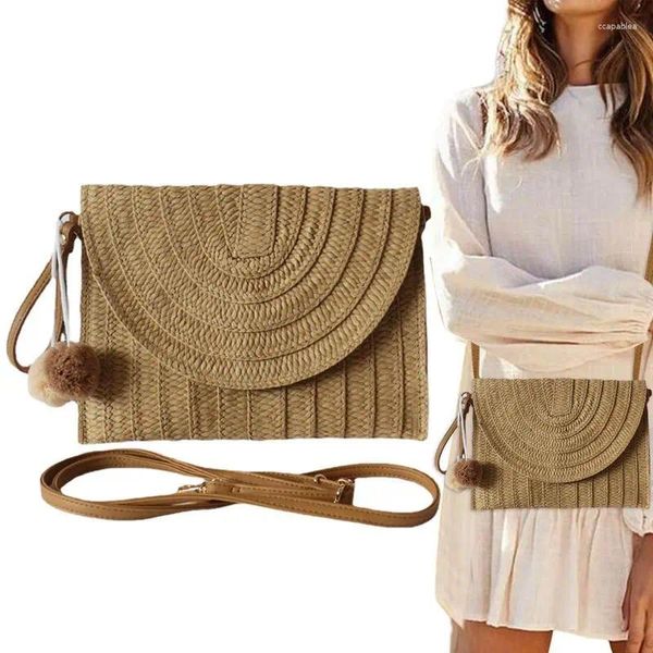 Borse portaoggetti Borsa in paglia Borse da donna Pochette in rattan intrecciato a mano con processo di tessitura per portafogli Shopping telefoni cellulari