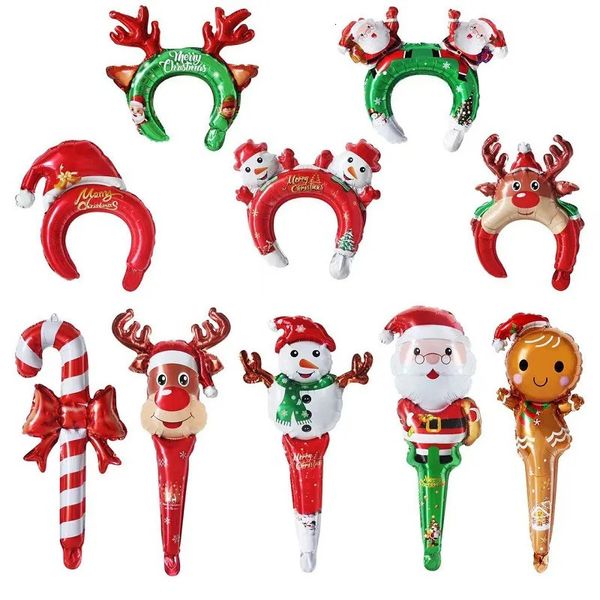 Decorazioni natalizie 510 pezzi Palloncini per feste di Natale Babbo Natale Strike Stick Ballon Fascia per capelli Fascia per capelli Palloncino Foil Happy Year Decorazioni natalizie 231107