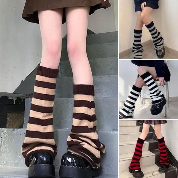 Kadın Çorap Gaiters diz bacak manşetleri örülmüş Japon sıcak ayak bileği uzun 50 cm lolita gotik kış ısıtıcılar çizgili yıldız goth y2k