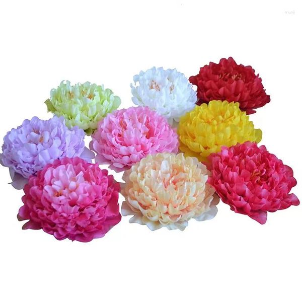 Flores decorativas 5 pçs 18cm grandes cabeças de flor seda peônia cabeça artificial casamento festa em casa aniversário mesa jantar decoração acessórios