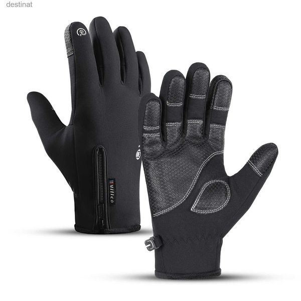 Guanti a cinque dita Nuovi guanti invernali da esterno caldi Touchscreen nero Borsa impermeabile antiscivolo Ciclismo Sci Alpinismo Guanti da moto UomoL231108