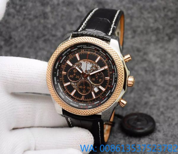Мужские часы Breit Unitime 49 мм, хронограф, кварцевый механизм, серебряный корпус, ограниченный черный циферблат, 50-летие, двухцветные мужские часы, мужские наручные часы со стальным ремешком AAA