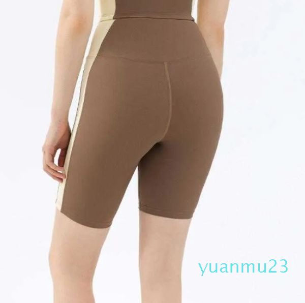 Farbkontrast Fünf-Punkt-Yoga-Shorts Hosen Hohe Taille Hüftheben Mädchen Sommer Laufen Fiess Leggings Traceless Nude Sportunterwäsche