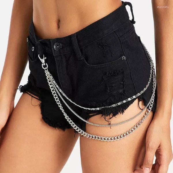 Correntes Hip Hop Hop Loy Metal Chaint Chaint Jeias de Chant Chaist Pant para homens Men Bikini Shorts Fashion Bar Beach Party Gift