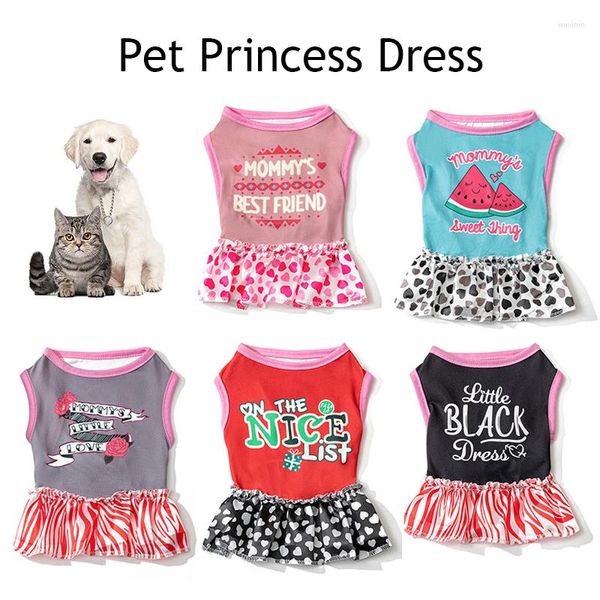 Abbigliamento per cani Gonna per cuccioli Design a rete Stampa Abbigliamento per animali Accessori per abiti da gatto in stile principessa dolce Matrimonio