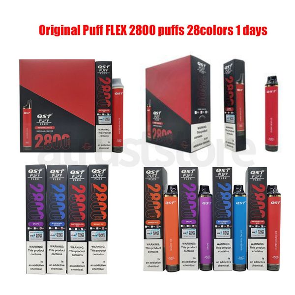 Magazzino locale Sigarette E bang vape Originale QST Puff flex 2800 Originale mah 8ml 0% 2% 5% vape usa e getta Autorizzato randm tornado 28 gentili colori carini