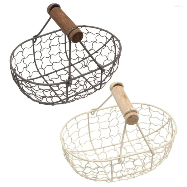 Bottiglie di stoccaggio 2 pezzi Carrello per la spesa Accessori per uova Manico in legno Comodo contenitore per snack Piccolo dessert domestico Ferro da stiro per la casa