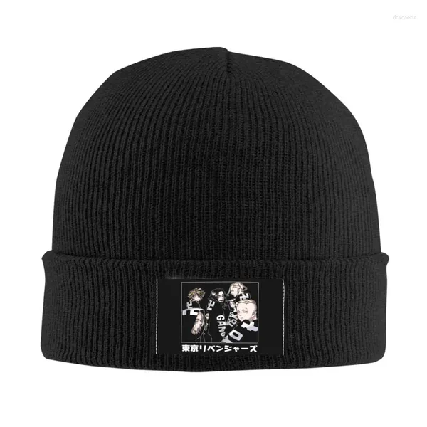 Berets Tokyo Revengers Skullies Beanies Caps Mode Winter Warm Frauen Männer Stricken Hüte Erwachsene Unisex Draken Manjiro Sano Motorhaube