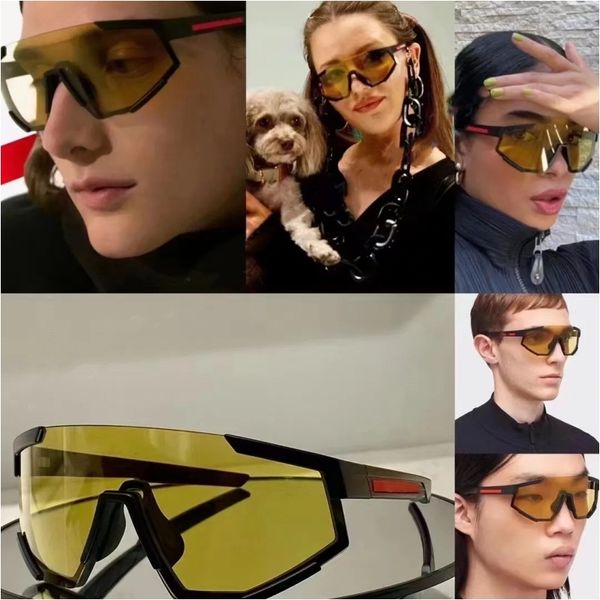 Designer-Schild-Sonnenbrille, weißes Visier, roter Streifen, Herren, 04 W, Fahrradbrille, Herrenmode, polarisierte Sonnenbrille, Outdoor-Sport, Laufbrille mit Paket