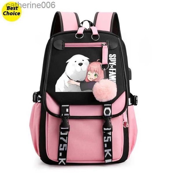 Zaini Anime Spy X Family Anya Forger Zaini per ragazze Bambini Bambini Zaino carino Borse per libri per cartoni animati Borsa per libri con porta di ricarica USBL231108