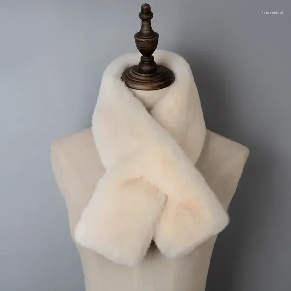 Lenços Luxo Inverno Faux Fur Mulheres Lenço Macio Pelúcia Snood Cor Sólida Pescoço Colar Aquecedor Cruz Anel Presentes de Natal