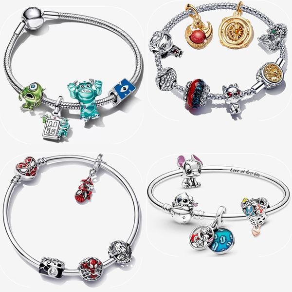 Braccialetti di design con ciondoli in argento sterling 925 per le donne Gioielli di lusso Fai da te Pandoras Disnes Set di braccialetti con ragno Set di regali per feste di Natale con scatola W