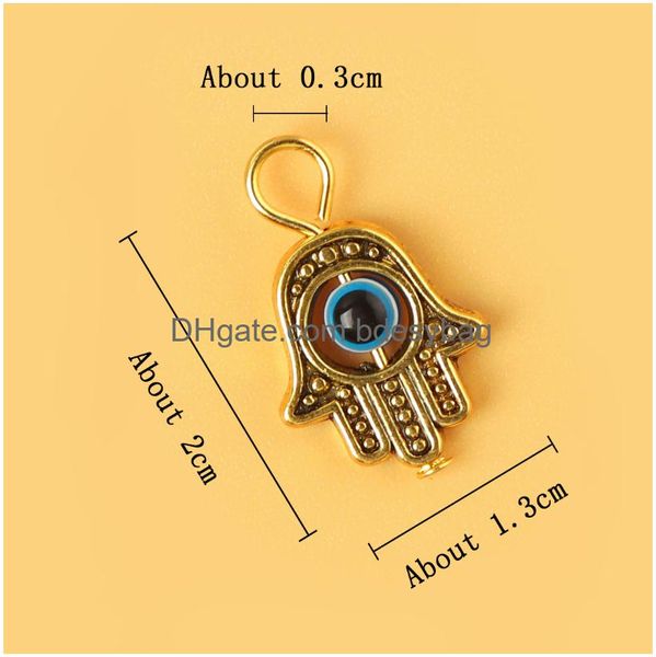 Charms Mic 50 Pz / lotto Hamsa Mano Evil Eye Kabh Buona Fortuna Ciondoli Ciondolo 17X12Mm Consegna di Goccia Gioielli Risultati Dei Gioielli Componenti Dh1Bp