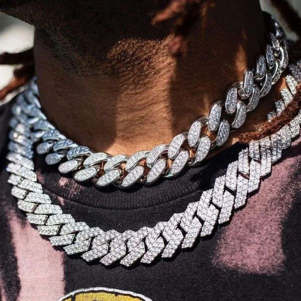 Jwy Hip Hop 12 mm Diamond Cz Iced Out Miami Cuban Link Chain Halskette für Herren