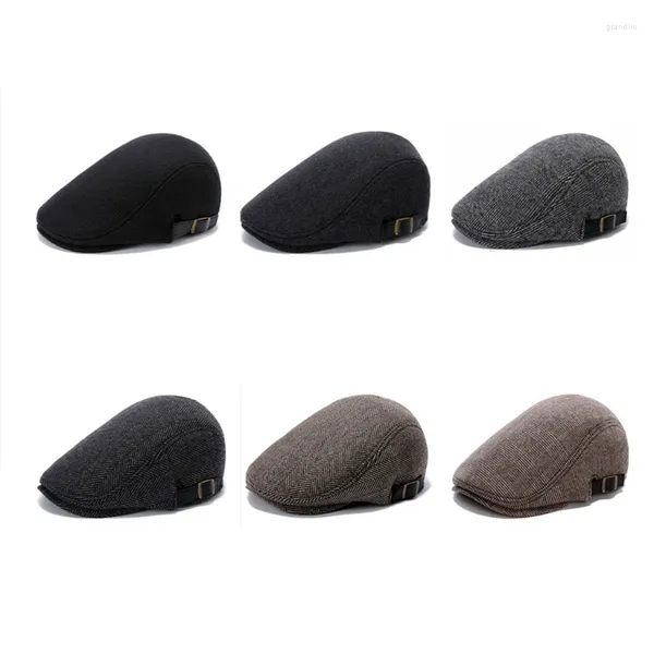 Berets Mens Flat Ivy Sboy Hat Lã Mistura Gatsby Tweed Cabbie Espinhas de Peixe Clássicas / Cor Sólida / Padrões Xadrez R7RF