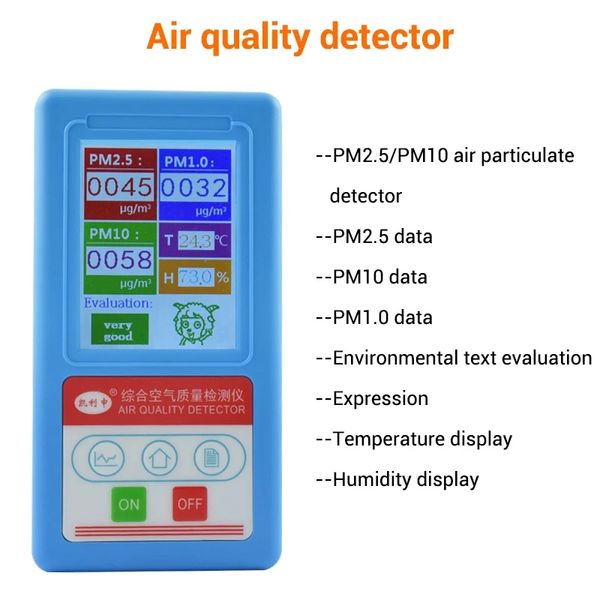 Analizzatore di gas Rilevatore di formaldeide Laser PM2.5 PM1.0 PM10 Contatore TVOC Tester del monitor della qualità dell'aria Batteria ricaricabile