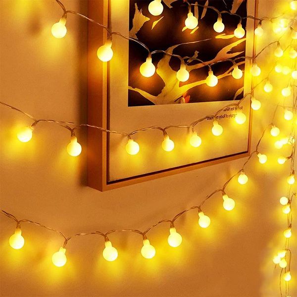 Dizeler Ball String Lights Düğün Partisi Ev Bahçesi Peri Aydınlatma Noel Çelenk Açık Dekorasyon Patlop Güçlendirilmiş Stringled Led