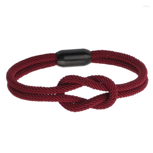 Bracelets de charme Men Bracelete de corda vermelha preta de camada dupla para mulheres colorido de aço de aço inoxidável