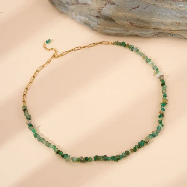 Girocollo da donna Design creativo Verde Pietra naturale Gioielli in acciaio inossidabile Fatto a mano Bijoux alla moda Regalo impermeabile