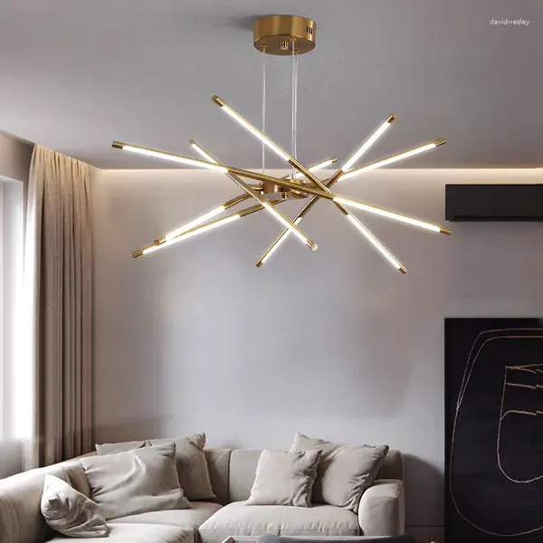 Lampadari Lampadario moderno a tubo a LED per soggiorno Camera da letto Sala da pranzo Cucina Decorazione domestica Illuminazione per interni