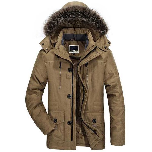 Herrenjacken ONESTAND Winterjacke Herren Plus Size Baumwolle gepolstert Warm Parka Mantel Lässig Kunstfell Kapuze Fleece Lange Herrenjacke Windjackezln231108