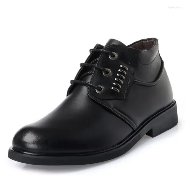 Сапоги из натуральной кожи, зимние мужские ботинки, самая теплая шерстяная внутренняя часть, черная зимняя деловая повседневная обувь, нескользящая модная
