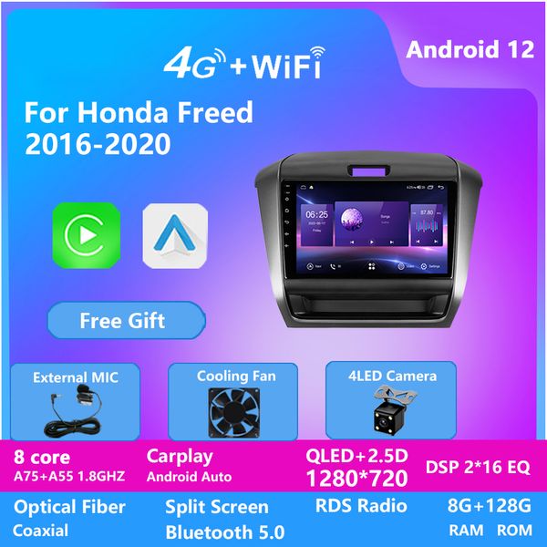 2 DIN Video CARPLAY Autoradio MP5 Player 9 Zoll Touchscreen Multimedia Bluetooth USB AUX Radioempfänger Kamera für Honda FREED 2016-2020