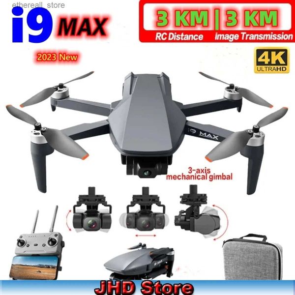 Droni JHD i9 Max Drone 3 assi Gimbal 4K HD Camera 3KM Trasmissione di immagini 240G Peso Drone i9Max RC Aereo VS Faith Mini Drone Q231108