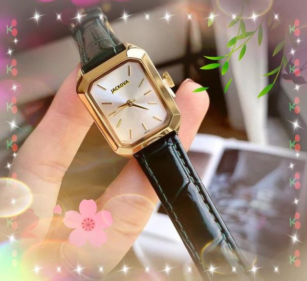 Niedrigster Preis, superkleine, quadratische Zifferblatt-Quarzuhr, Damenuhr, beliebtes Echtlederarmband, Armbanduhr, Business-All-The-Crime-Uhren aus Roségold, Geschenke