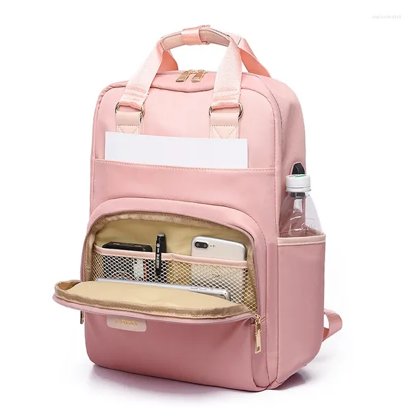 Borse da scuola Elegante impermeabile 13 13.3 14 15 Zaino per laptop da 15.6 pollici Zaino moda donna per ragazze Borsa da viaggio grande femminile