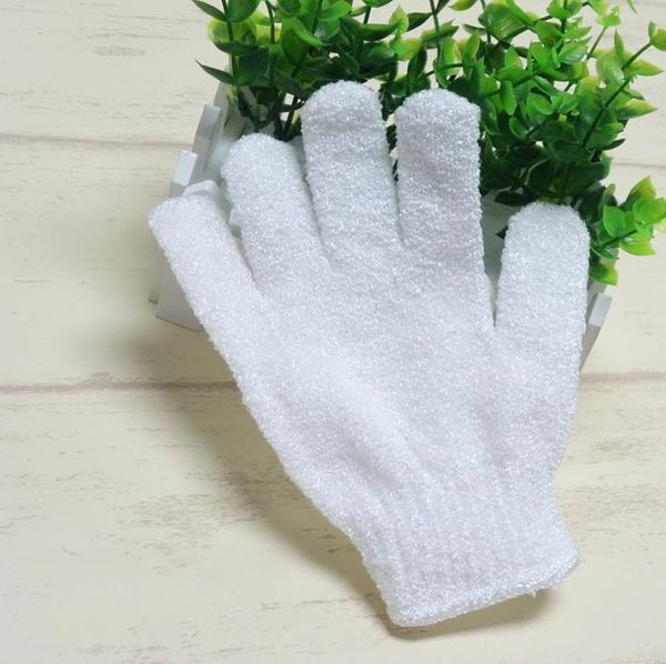 Weiße Nylon-Körper-Dusche-Badehandschuhe, Peeling-Handschuh, Körperwäscher-Handschuh, Spa-Massage, Entferner abgestorbener Hautzellen, Großhandel SN4499