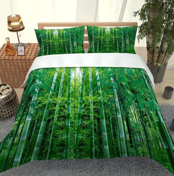 Set biancheria da letto 3D Set biancheria da letto personalizzata singola doppia queen size set biancheria da letto in bambù verde moderno copripiumino