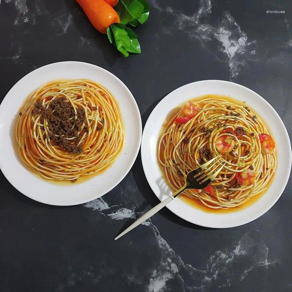 Dekorative Blumen Künstliche Lebensmittel Simulierte Garnelen Nudel Modell Gefälschte Pasta Mit Platte Fenster Shop Display Dekor