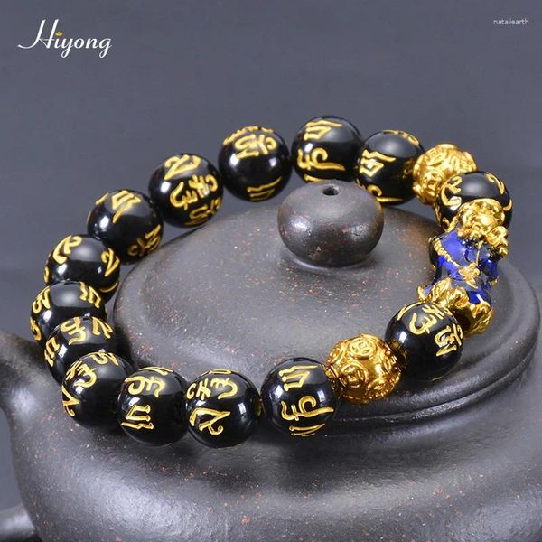 Strang Feng Shui Armband Fünf Elemente Porsperity Armbänder Pixiu Imitation Obsidian Viel Glück Reichtum Perlen Armreifen Für Männer