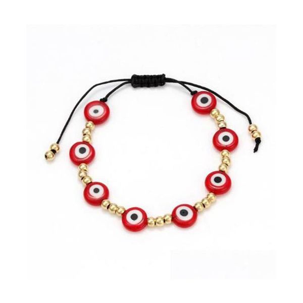 Charme pulseiras sorte olho vidro frisado pulseira colorf mal charme ouro sier cor cadeia para mulheres jóias femininas drop delive dhgarden dhwjk